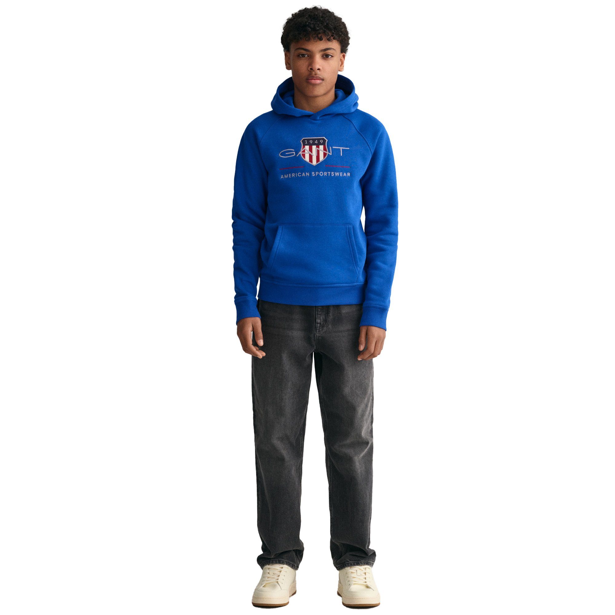 Gant Sweatshirt Kinder Sweatshirt - (Bold HOODIE Blau Blue) SHIELD ARCHIVE