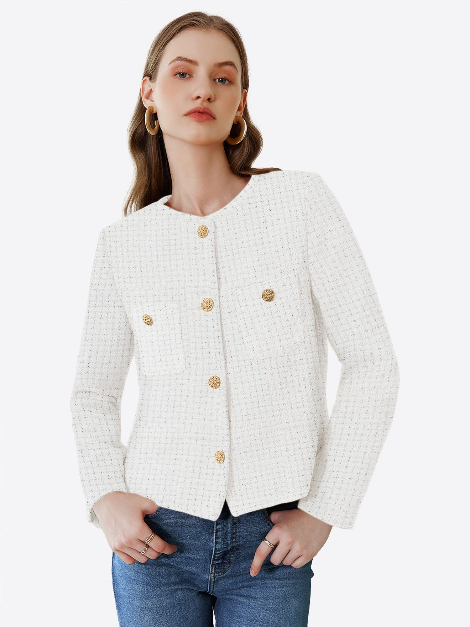 Imily Bela Kurzmantel Damen Lässige kurze Anzugjacke (Packung, 1-tlg., 1per-Pack) Volltonfarbe