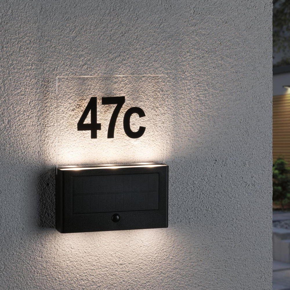 Paulmann Gartenleuchte LED Solar Hausnummernleuchte Neda in Anthrazit 2x0,5W 20lm IP44 mit, keine Angabe, Leuchtmittel enthalten: Ja, fest verbaut, LED, warmweiss, Hausnummernleuchten
