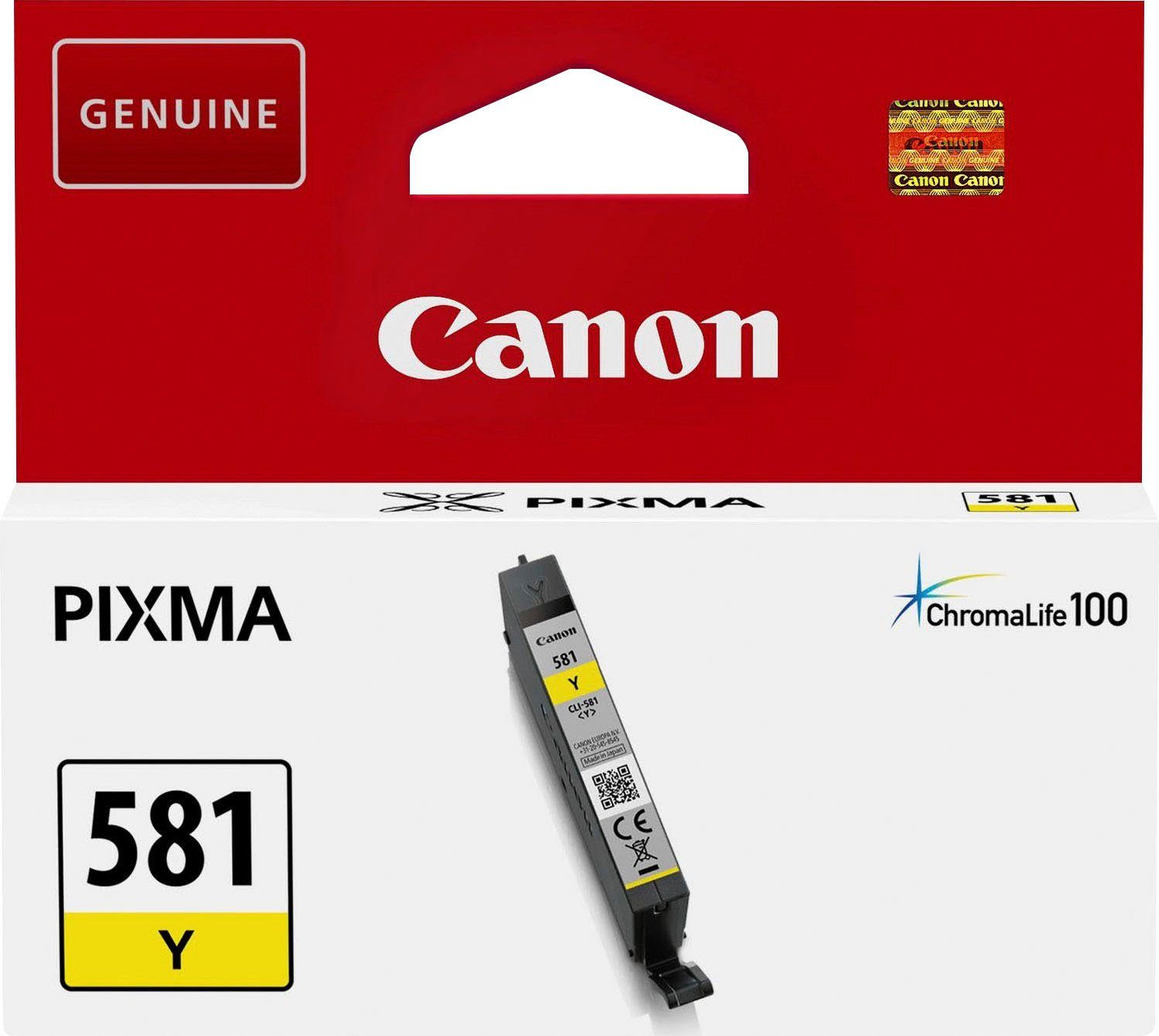 Canon INK CLI-581 Y Tintenpatrone (Packung, original Druckerpatrone 581 gelb/yellow)