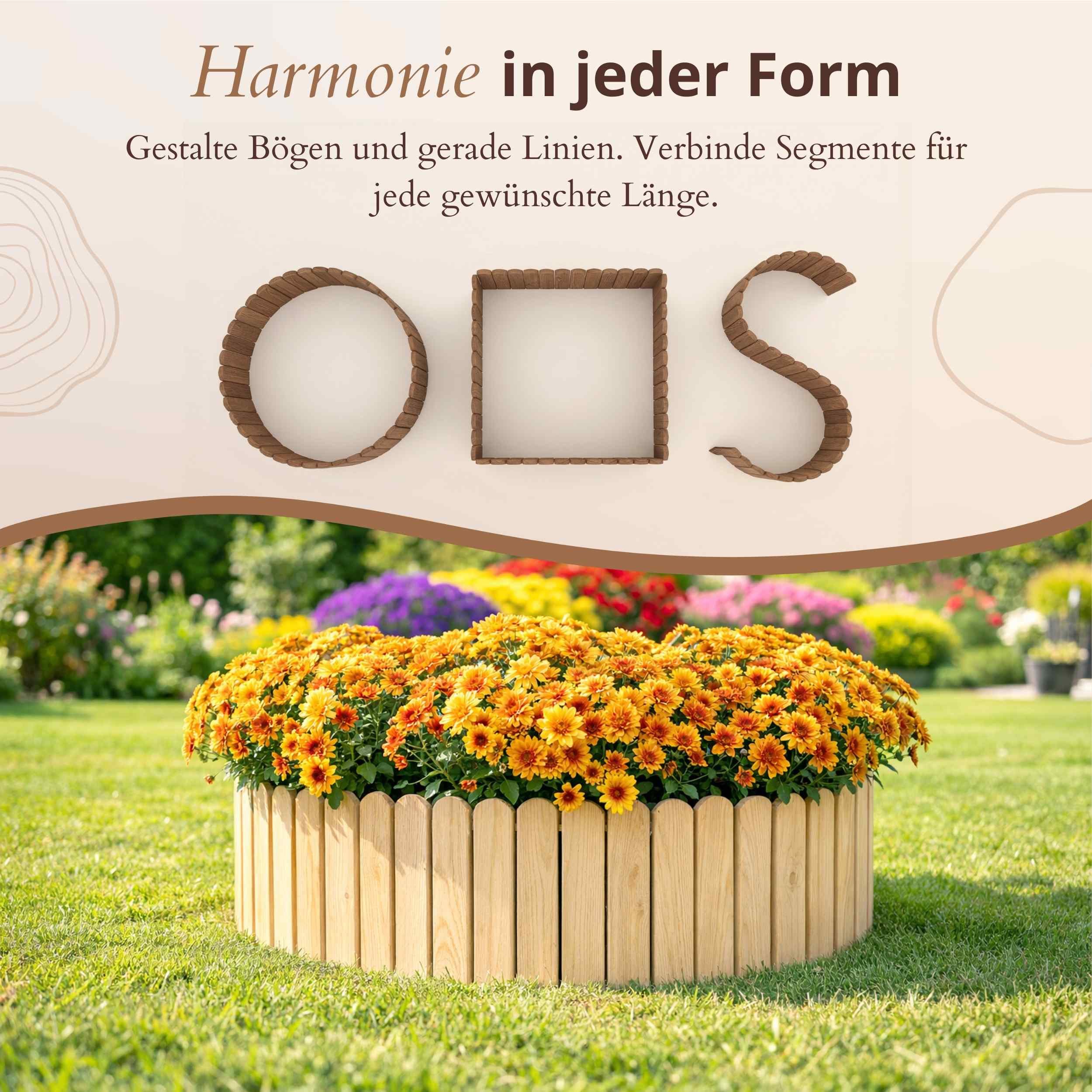 Floranica Beetbegrenzung Beeteinfassung Beetumrandung Rasenkante Umrandung Flexibler Rollborder, LxH: 200x10 cm, 1 Stk., Unbehandelt, für Garten, Rindenmulch, B – Bild 4 von 5