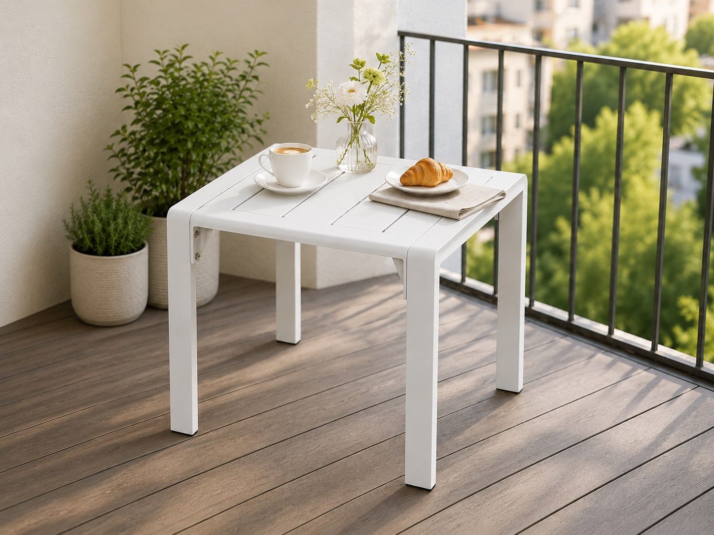 MeXo Gartentisch Aluminium Balkontisch 44×44×41 cm (wetterfester Tisch, 1-St., rostfrei & pflegeleicht), ideal für 1–2 Personen