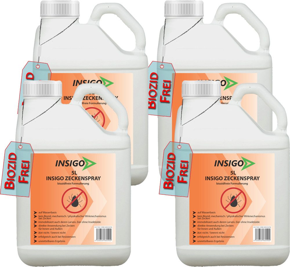 INSIGO Insektenspray INSIGO ZECKE, 20 l, biozidfreie Formel, auf Wasserbasis, geruchsarm, brennt / ätzt nicht