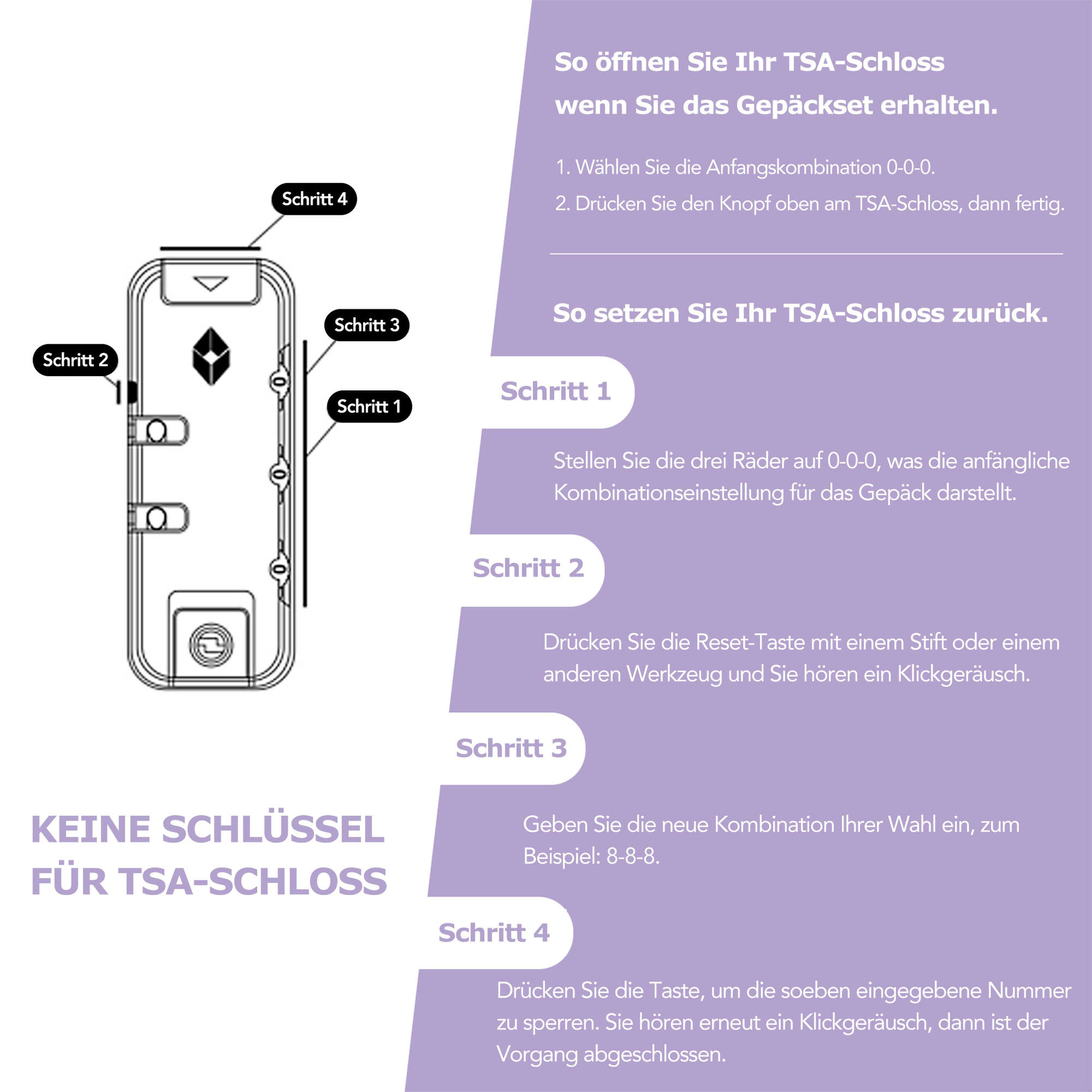 - cm 23 Rollen, 360° 39,5 Helllila 4 mit Hartschalen-Trolley TSA-Schlos,ABS-Material, * Reisekoffer * Rollen, 58,5 Ulife