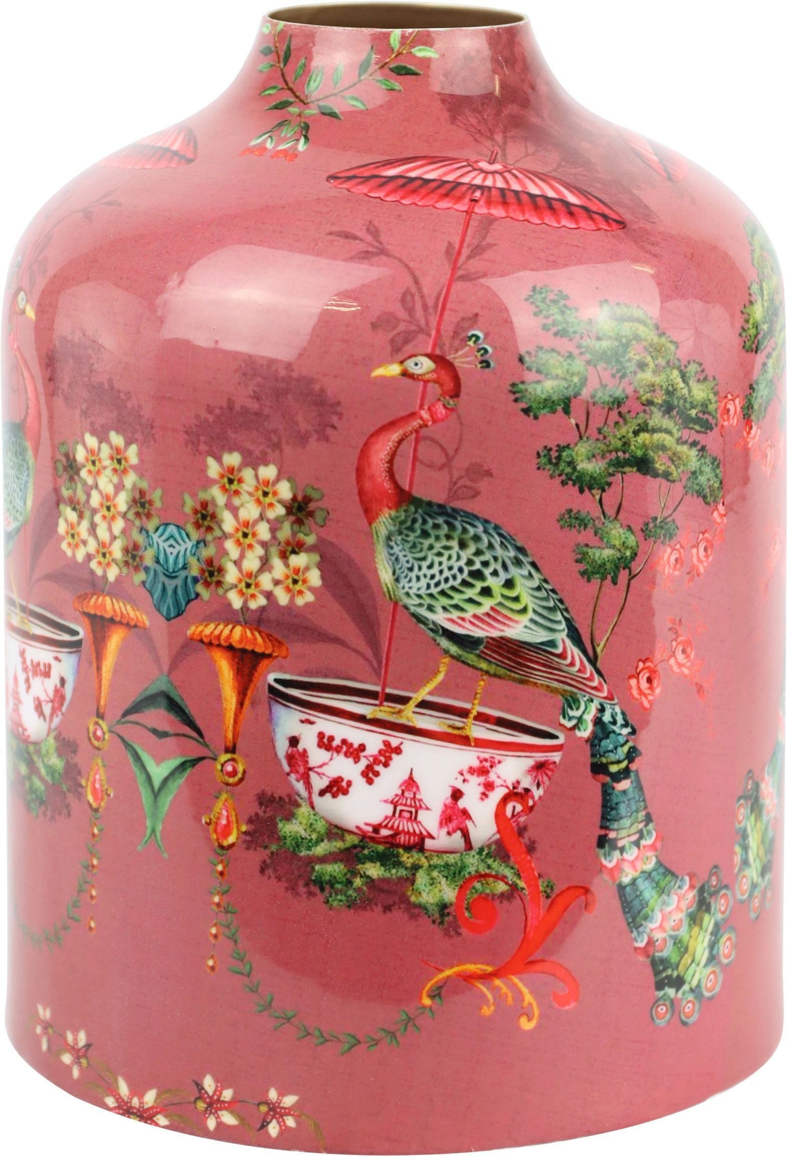 FURNARO Dekovase (1 St), Großformatige Vase mit exotischem Pfauenmotiv