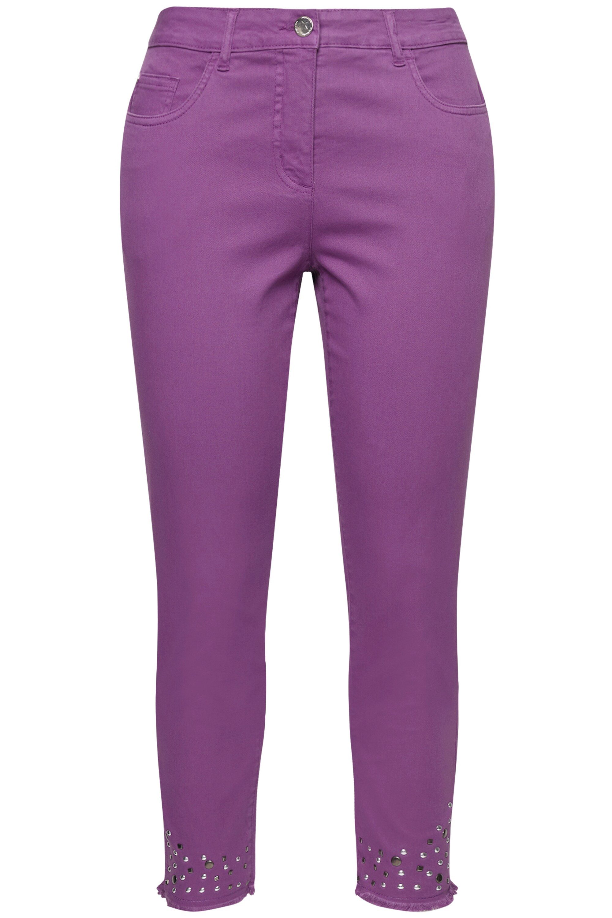 Angel of Style Röhrenjeans 7/8-Twillhose verzierter Fransensaum 5-Pocket günstig online kaufen