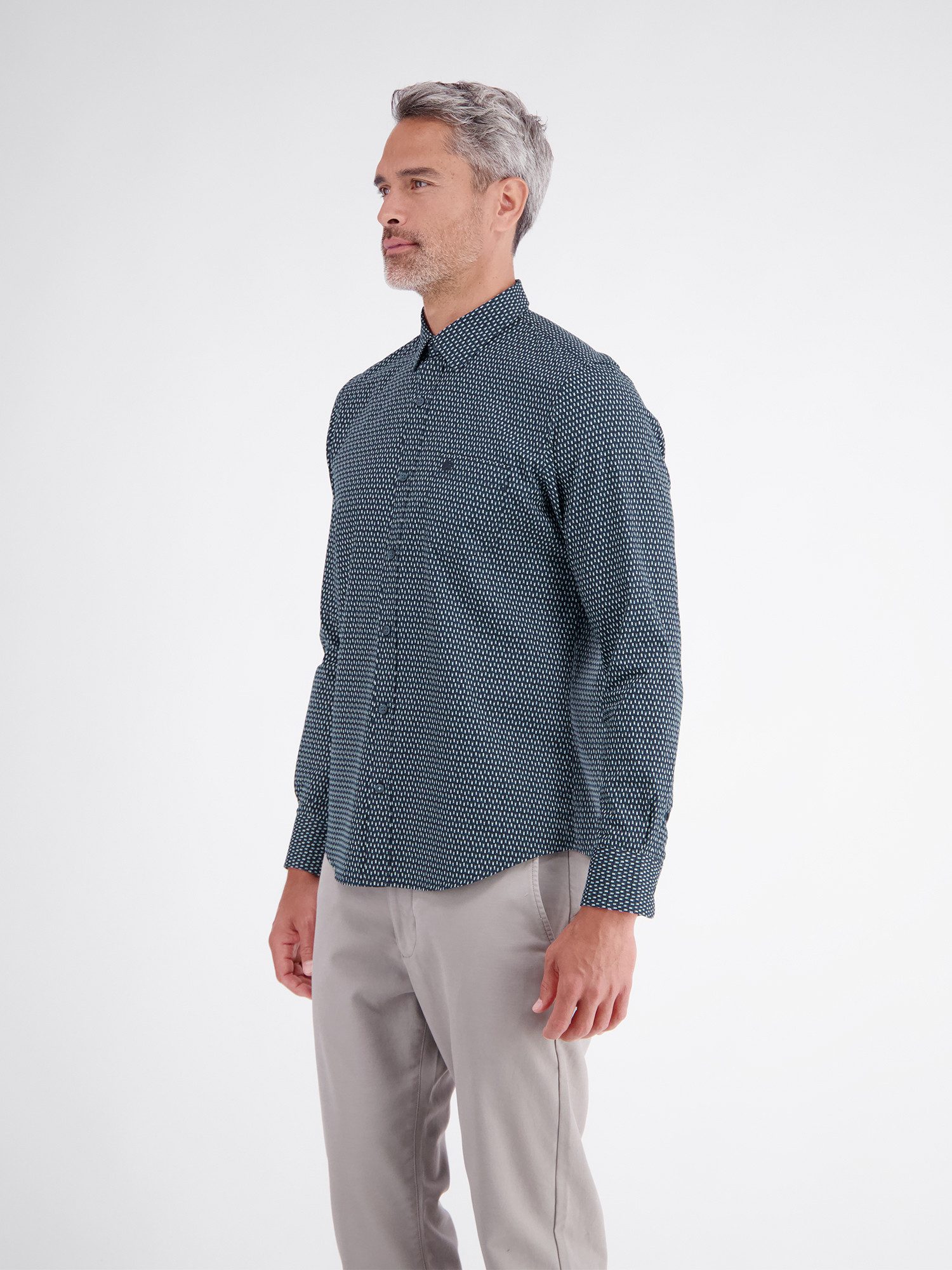 LERROS Langarmhemd Sportliches Herrenhemd mit modernem Minimalprint-Design