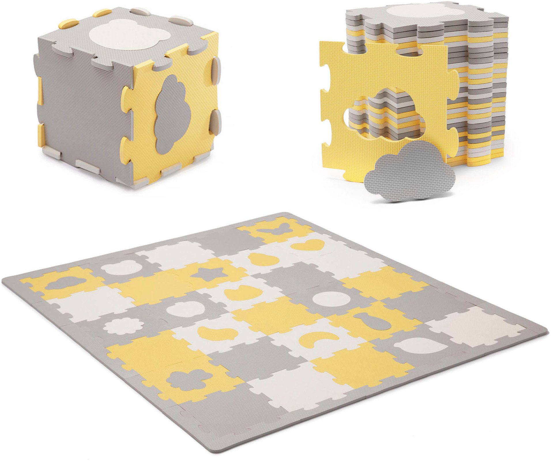 Kinderkraft Spielmatte Schaumstoff-Puzzlematte LUNO SHAPES