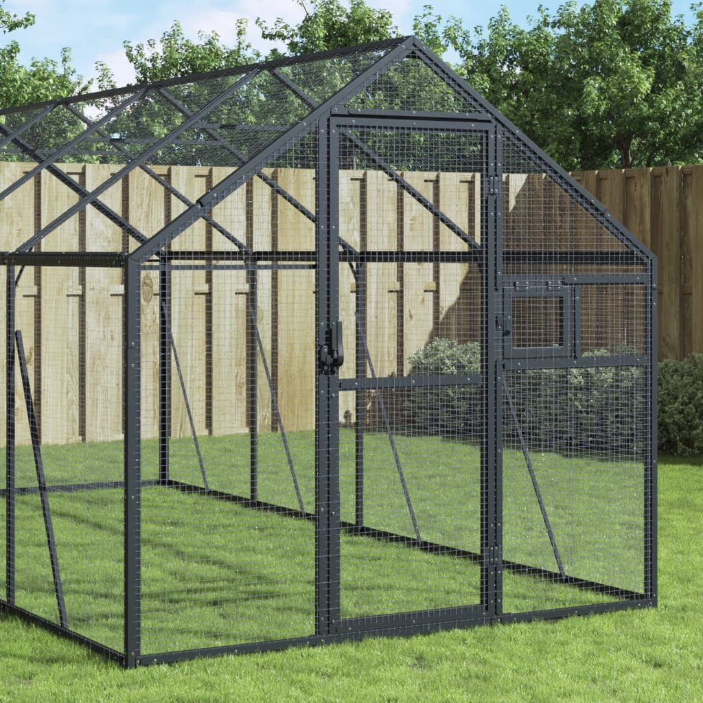 vidaXL Voliere 179 x 4 x 185 m Käfig Gehege Aussen Vogelkäfig Anthrazit 1,79x4x1,85 m