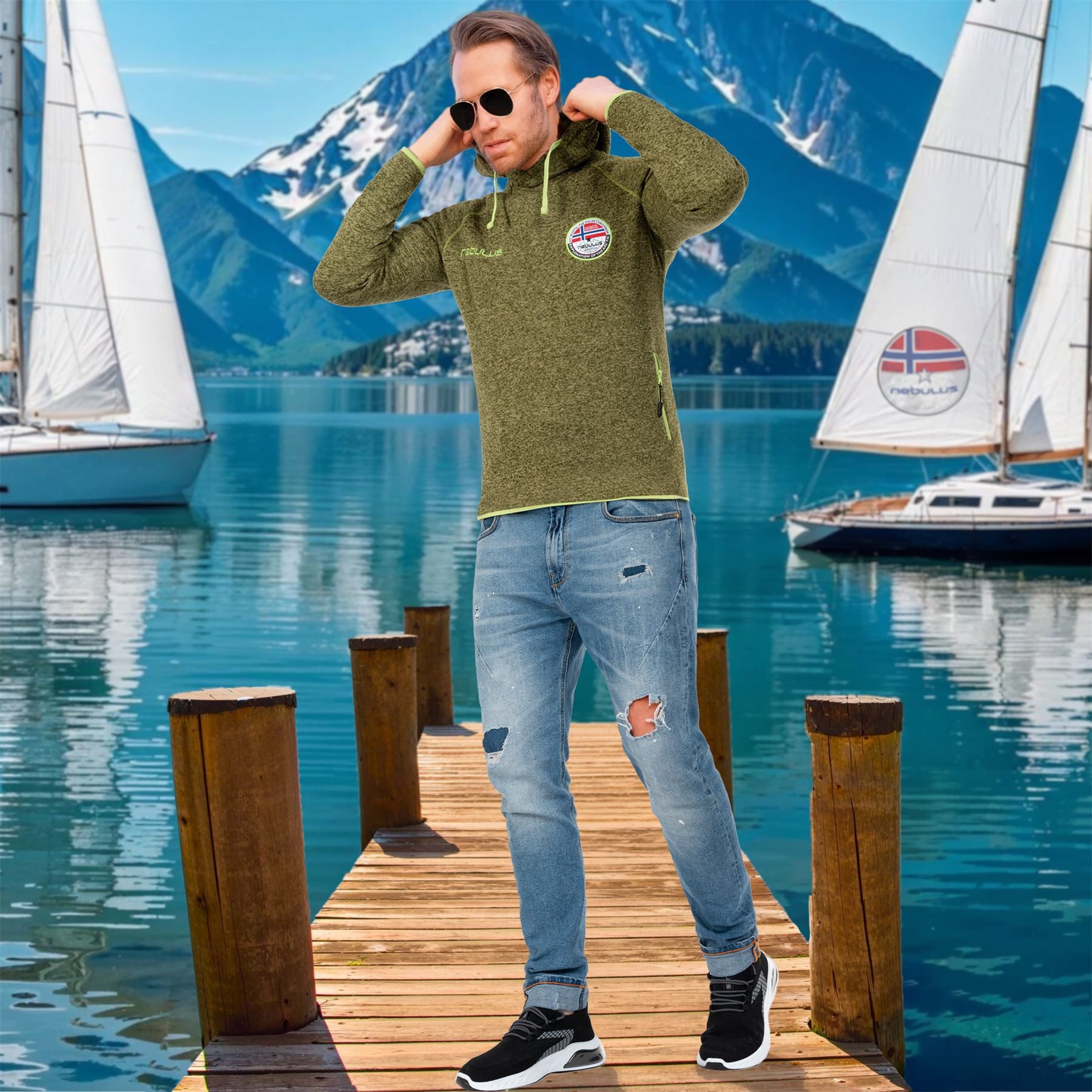 Nebulus Hoodie MILL, P5048 - Herren, grün, XL