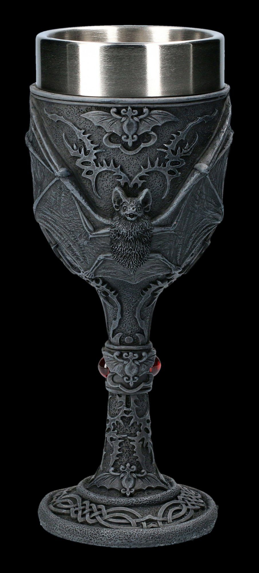 Figuren Shop GmbH Becher Kelch mit Fledermaus - Dark Fang - Gothic Becher 200ml, Kunststein (Polyresin), Edelstahl