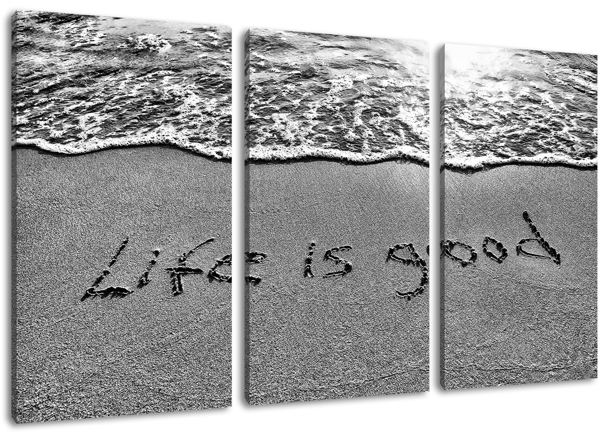 Pixxprint Leinwandbild Sand Life is good, Sand Life is good 3Teiler (120x80cm) (1 St), Leinwandbild fertig bespannt, inkl. Zackenaufhänger