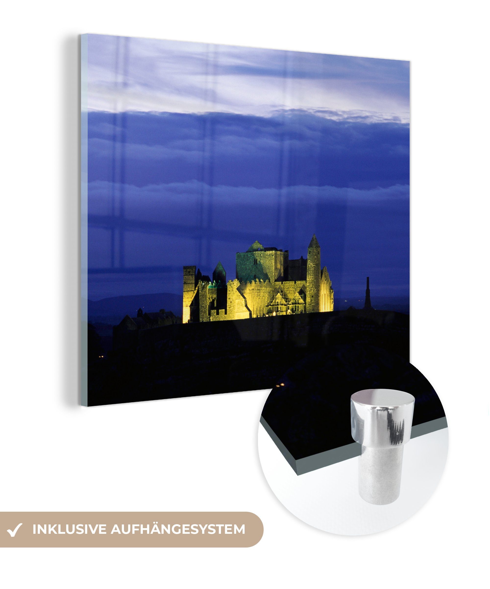 MuchoWow Acrylglasbild Rock of Cashel bei Sonnenaufgang, (1 St), Glasbilder - Bilder auf Glas Wandbild - Foto auf Glas - Wanddekoration