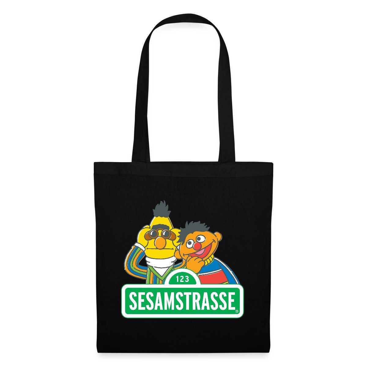 Henkeltasche Sesamstraße Schild Ernie und Bert Stoffbeutel