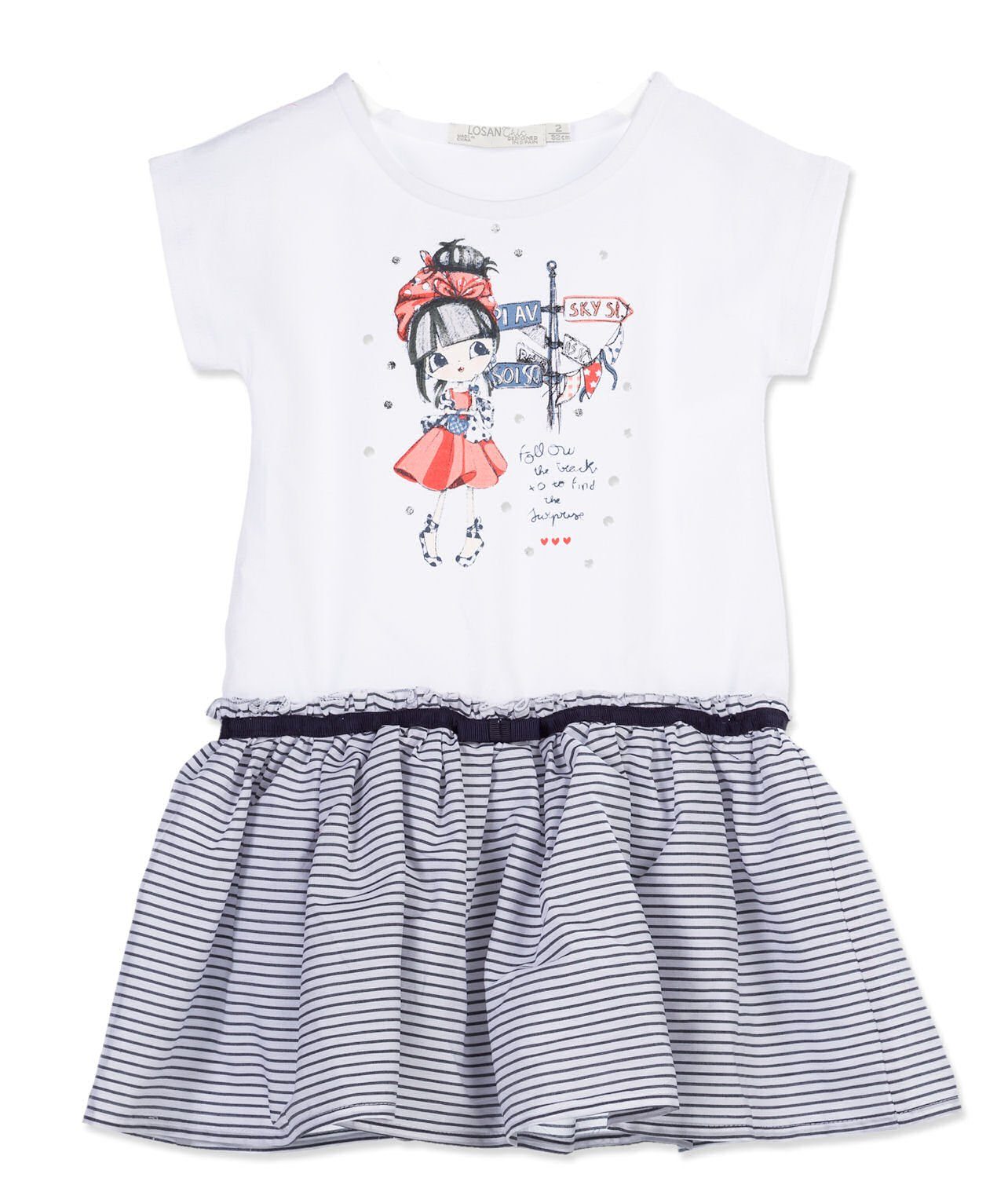 LOSAN A-Linien-Kleid Losan Sommerkleid Kleid weiß (kein Set, 1-tlg) Markenlabel