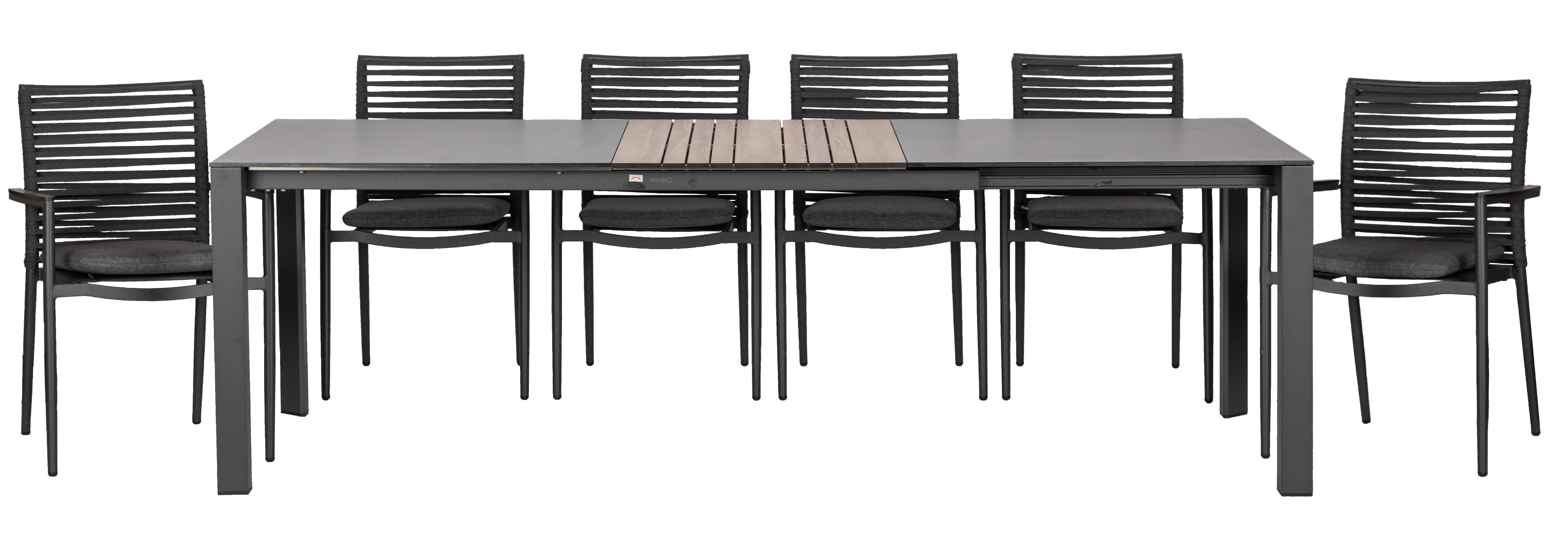 acamp Garten-Essgruppe 7-teiliges Stapelstuhl Set New Jersey inkl. erweiterbaren Tisch, (Gartenmöbel Set), stapelbar, Sitzgruppe, Lounge-Set, Gartentisch 180x66x100 cm