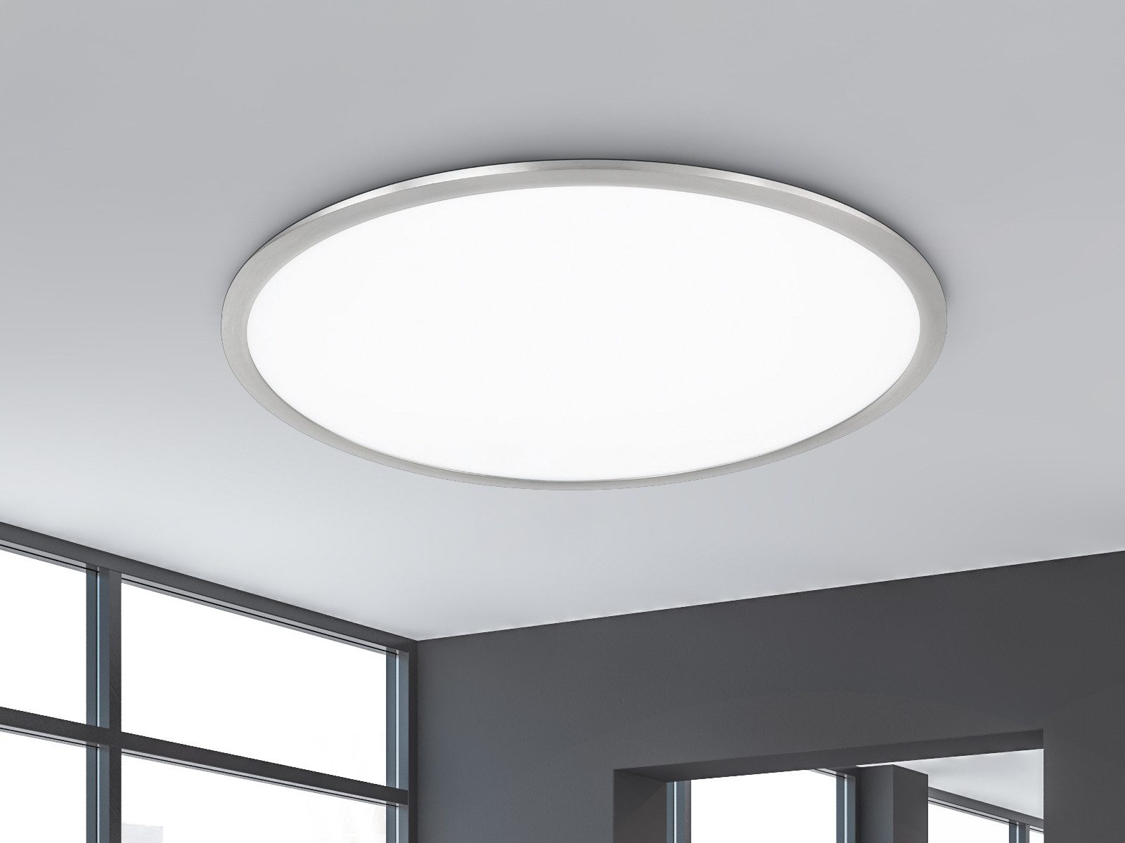 TRIO Leuchten LED Deckenleuchte, LED fest integriert, Warmweiß, LED Deckenpanel aus Metall, minimalistisch und extrem flach Ø62cm groß