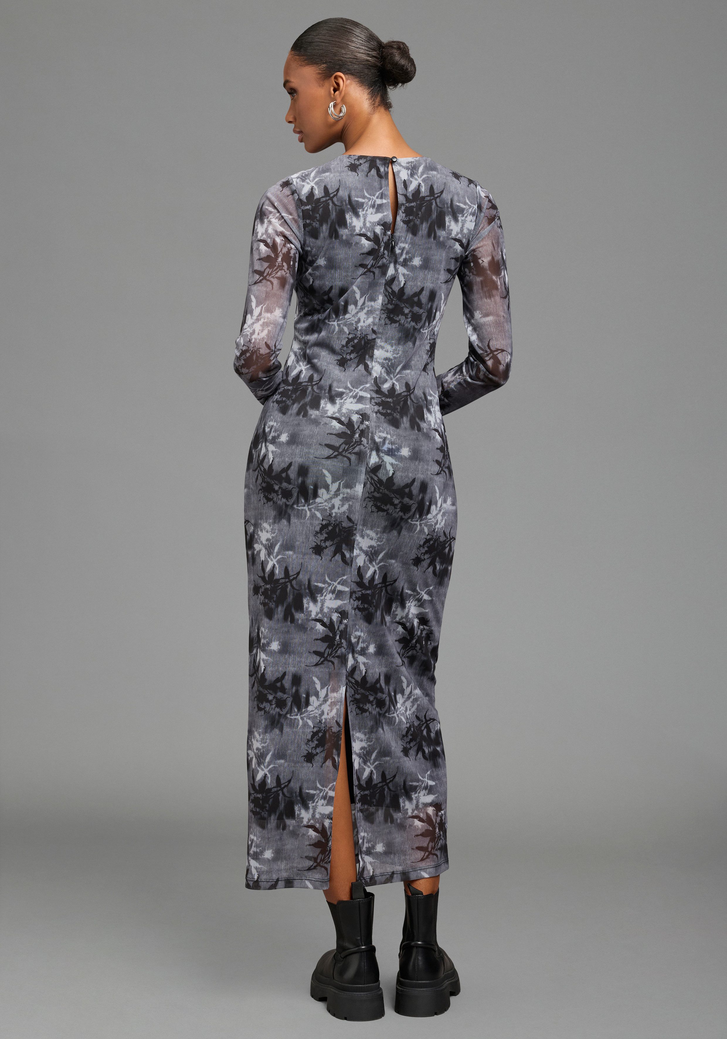 Bruno Banani Meshkleid in moderner Midi-Länge figurbetonte Passform, aus Mesh und Jersey