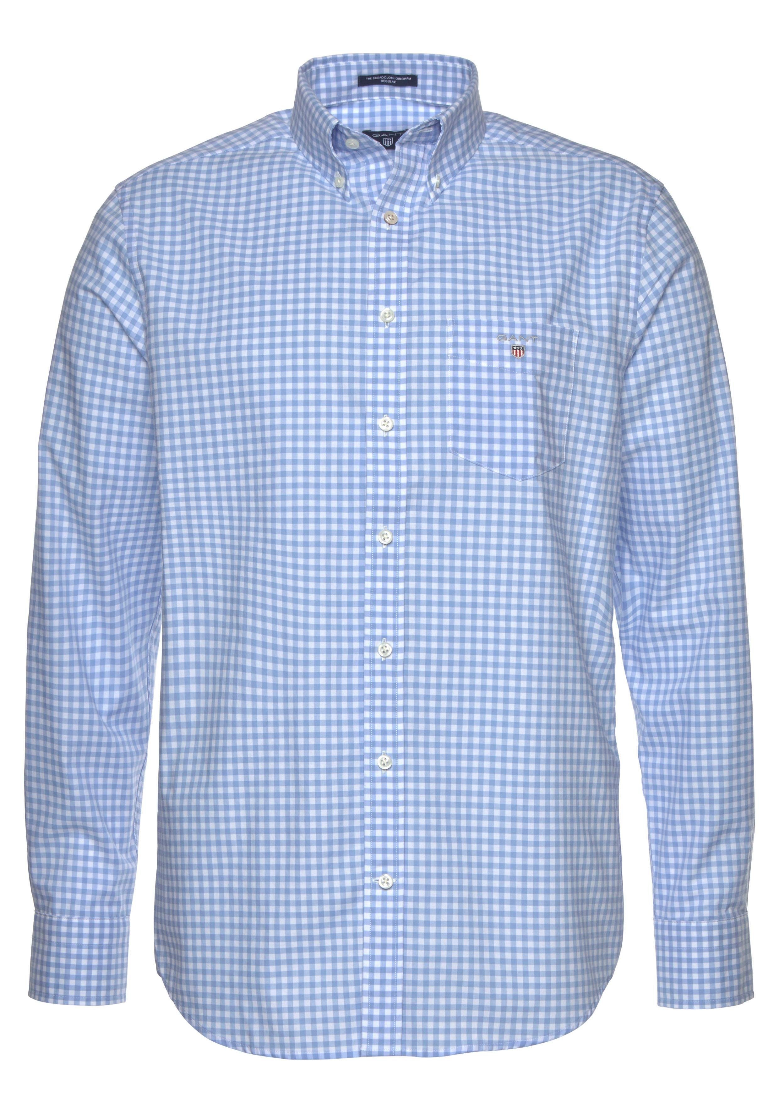 blue Karohemd mit Saum capri abgerundetem Gant Gingham