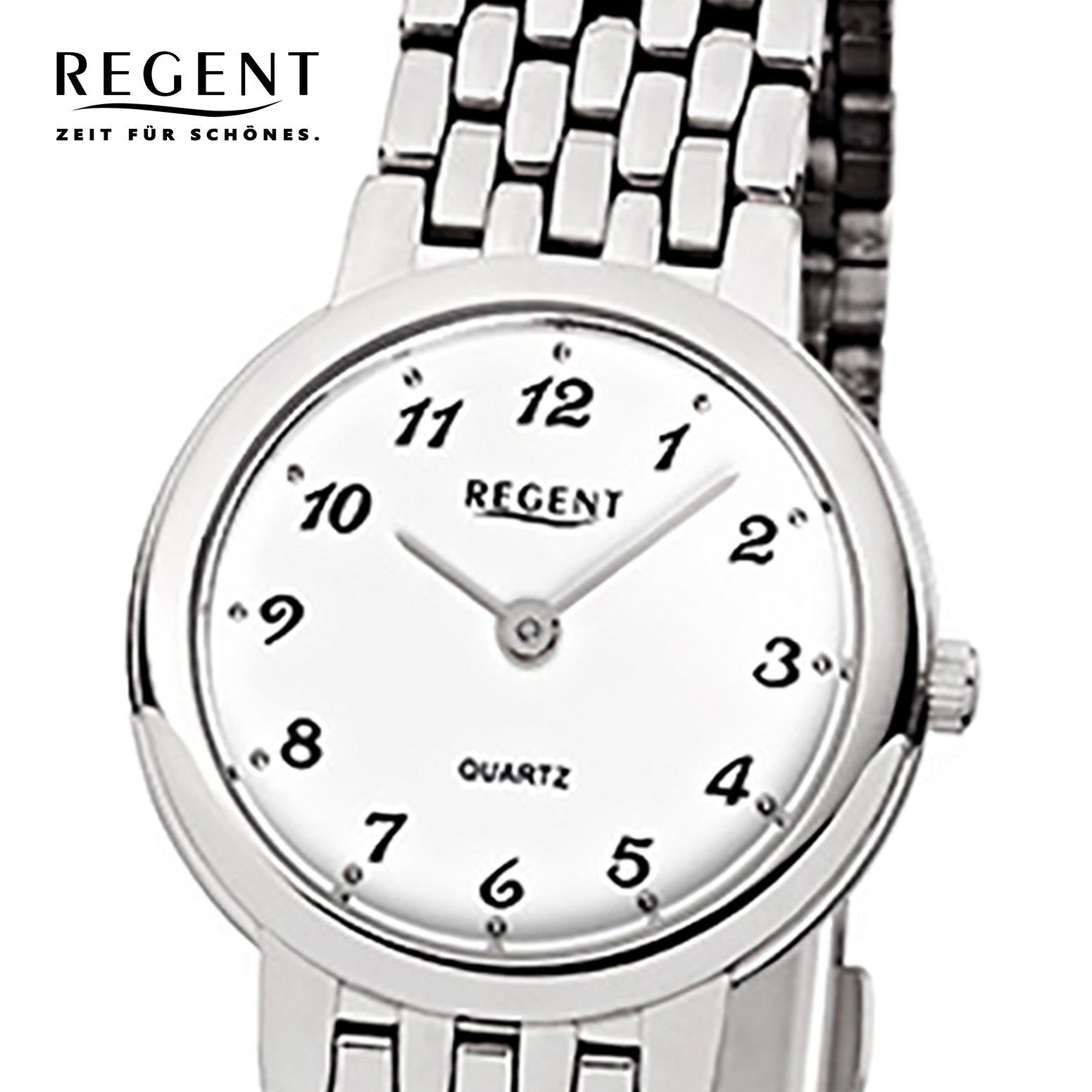 Regent klein silber 26mm), Armbanduhr (ca. rund, Damen-Armbanduhr Edelstahlarmband F-909, Damen Regent Analog Quarzuhr