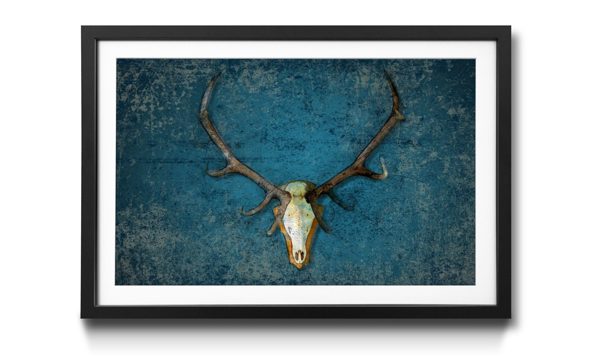 WandbilderXXL Bild mit Rahmen Deer Head, Tierschädel, Wandbild, in 4 Größen erhältlich