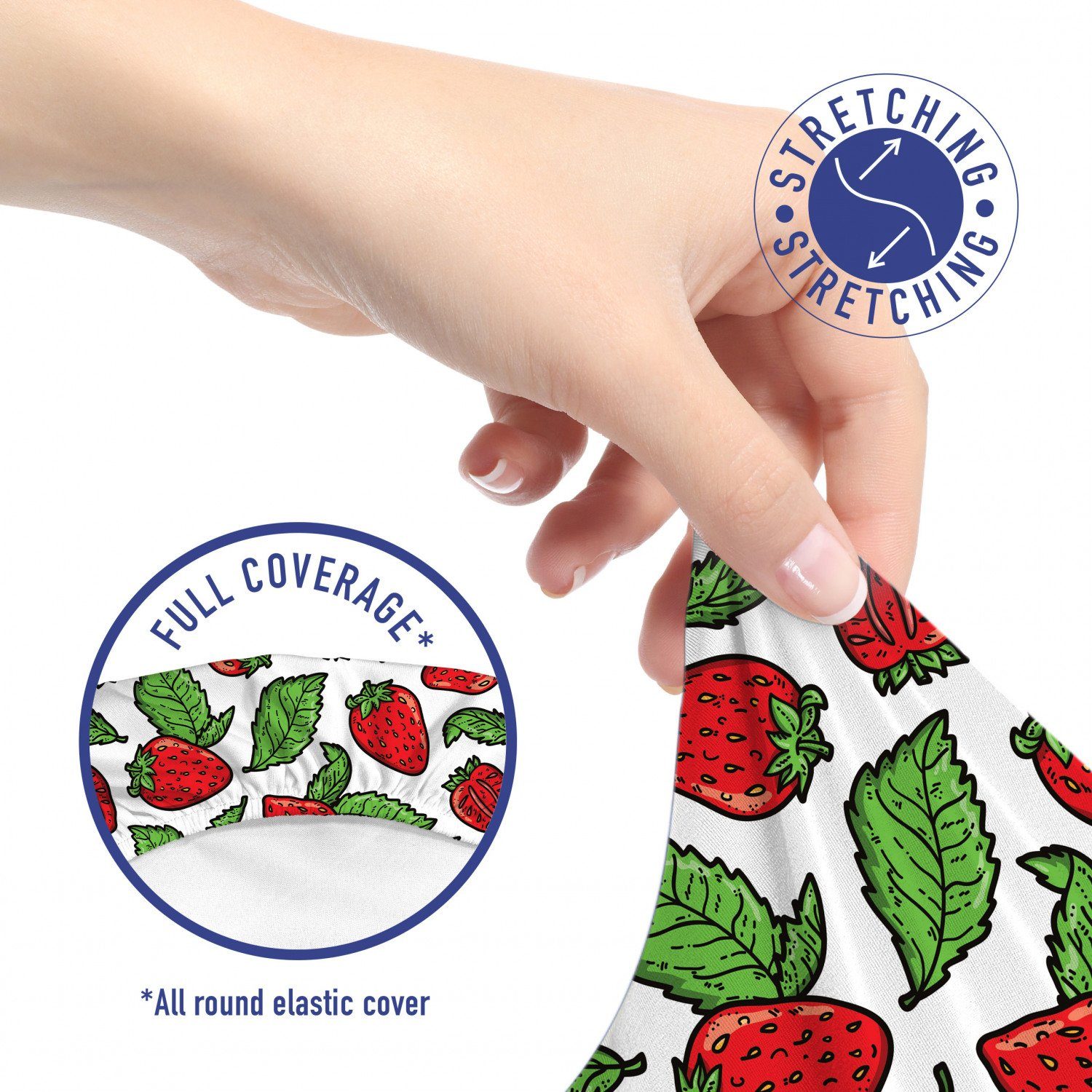 Stretchgewebe, Obst dekorative Saftige Schutzhülle aus Blätter Erdbeeren Abakuhaus, Bürostuhlhusse