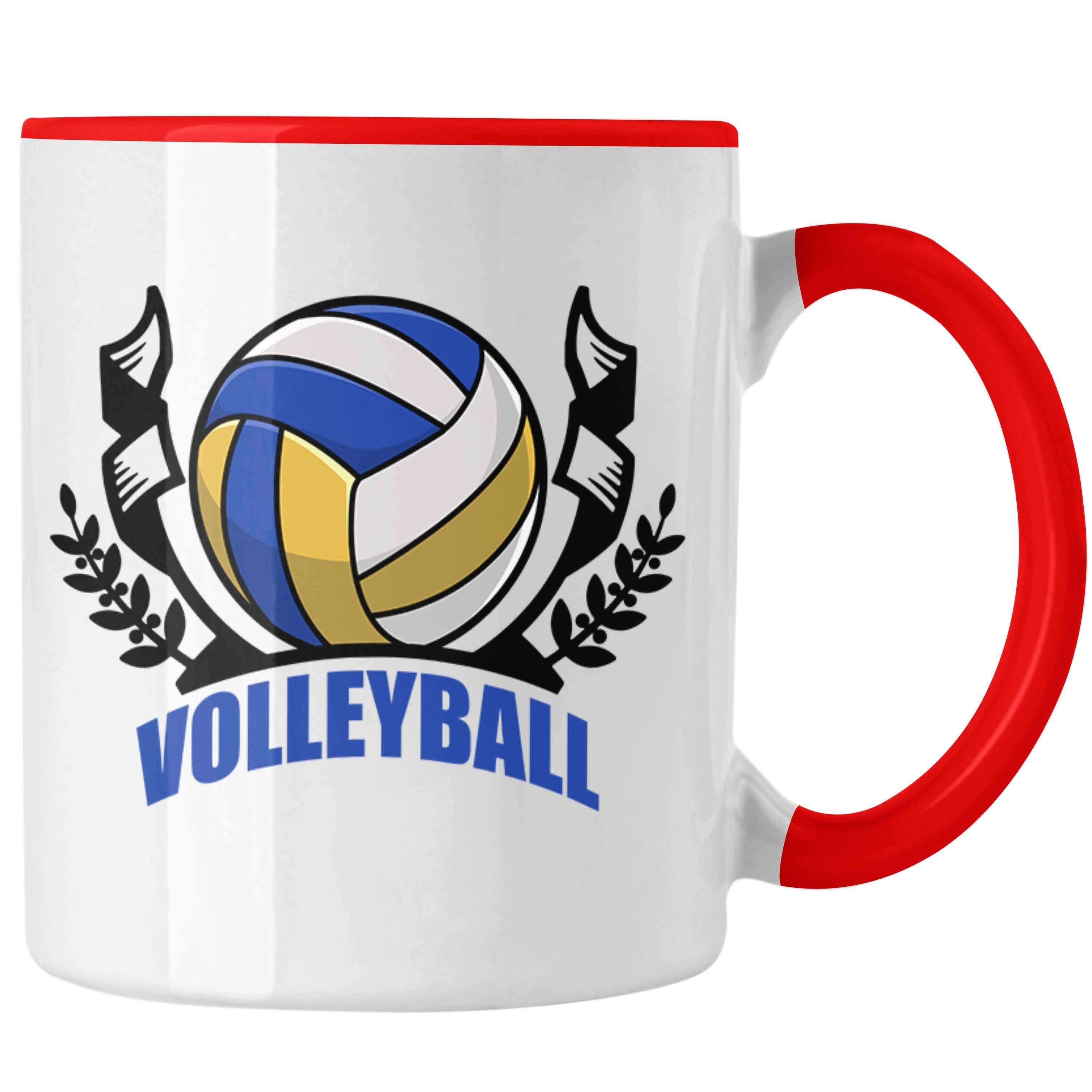Trendation Tasse Volleyball-Tasse Geschenk für Volleyball-Spieler Geschenkidee Rot