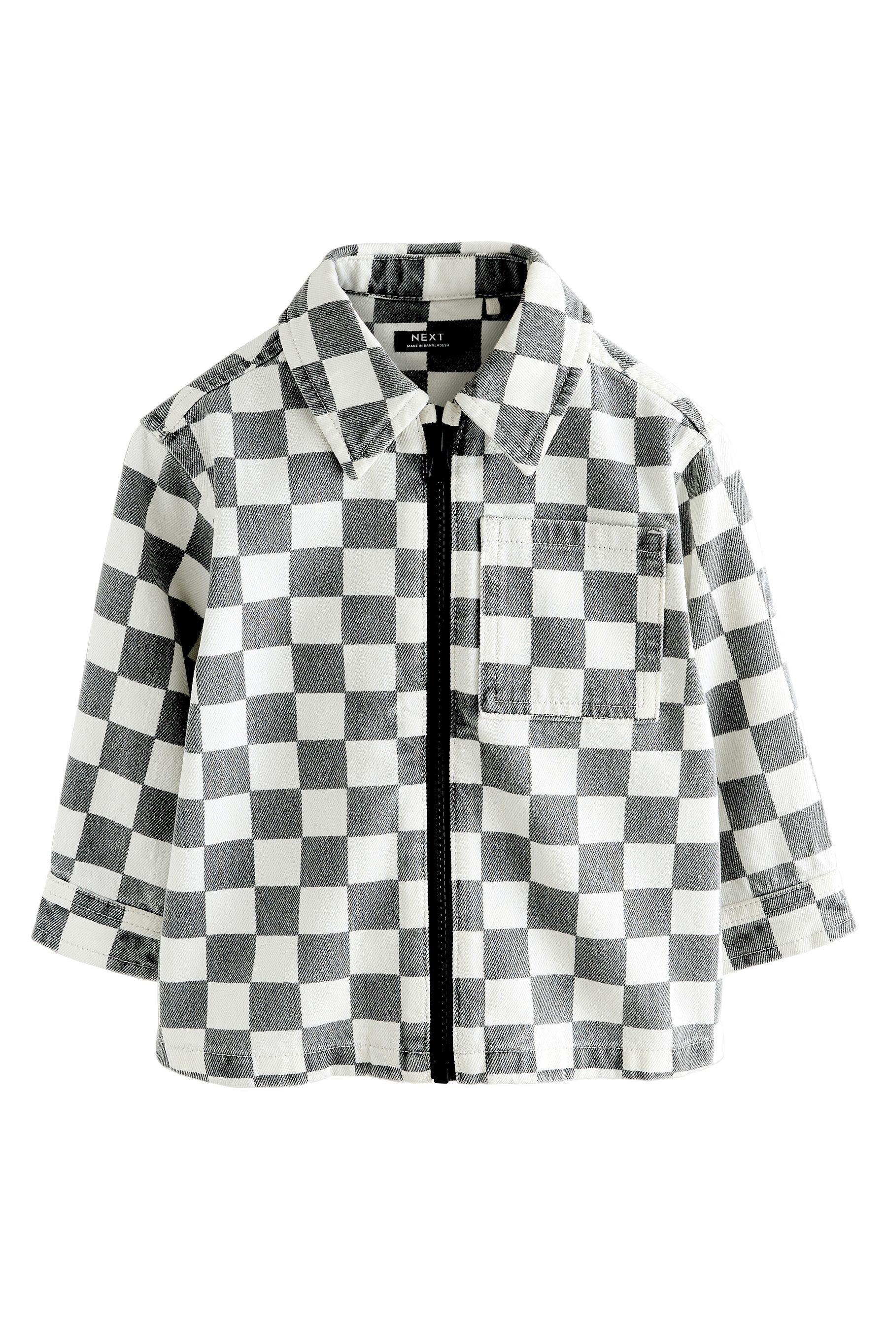Langarmhemd Langarm-Hemdjacke mit durchgehendem Reißverschluss