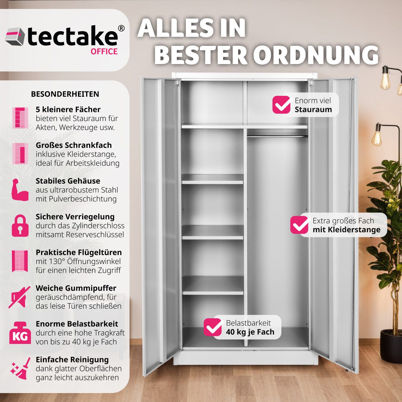 tectake Spind Metallschrank mit 6 Fächern günstig online kaufen