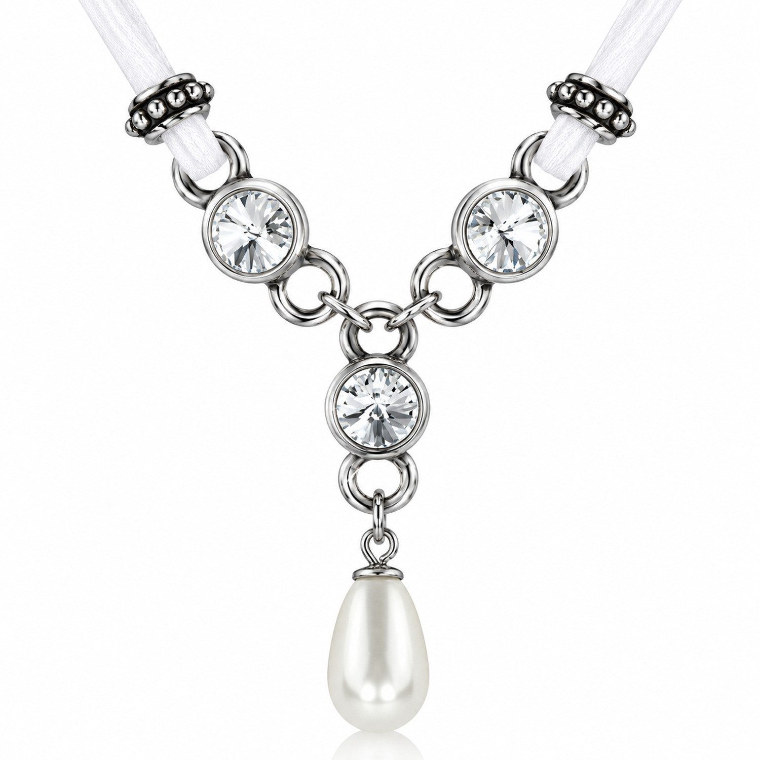 LUISIA® Kette mit Anhänger Halskette "Cami" mit Kristallen von Swarovski® und Perle (inkl. Schmuckbox)