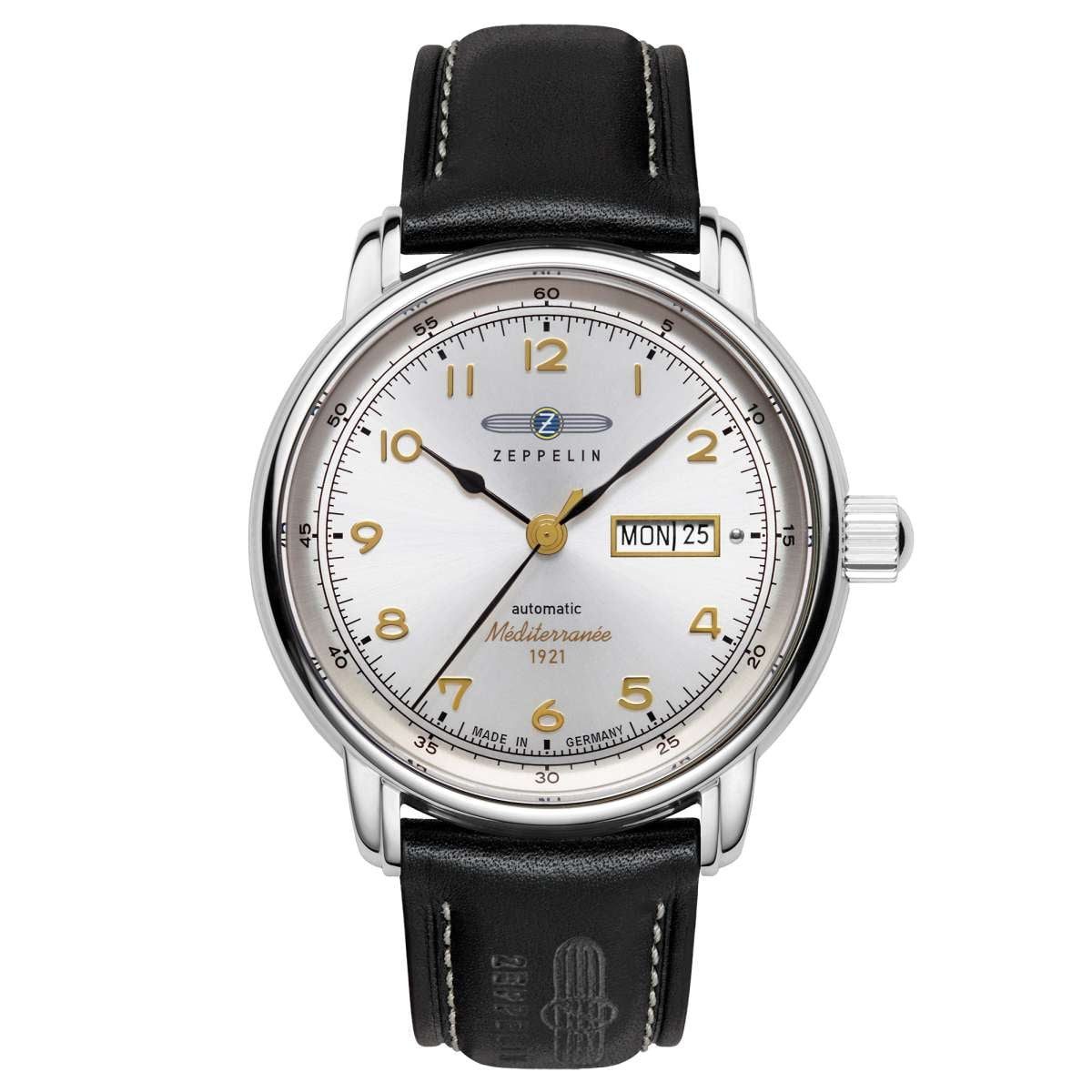 ZEPPELIN Automatikuhr 9664-1, Herrenuhr Automatik 100 Jahre Méditerranée Leder