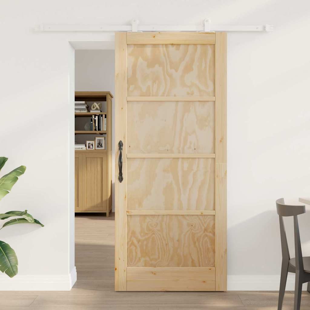 vidaXL Zimmertür Schiebetür mit Hardware-Set 86x198,5 cm Massivholz Kiefer
