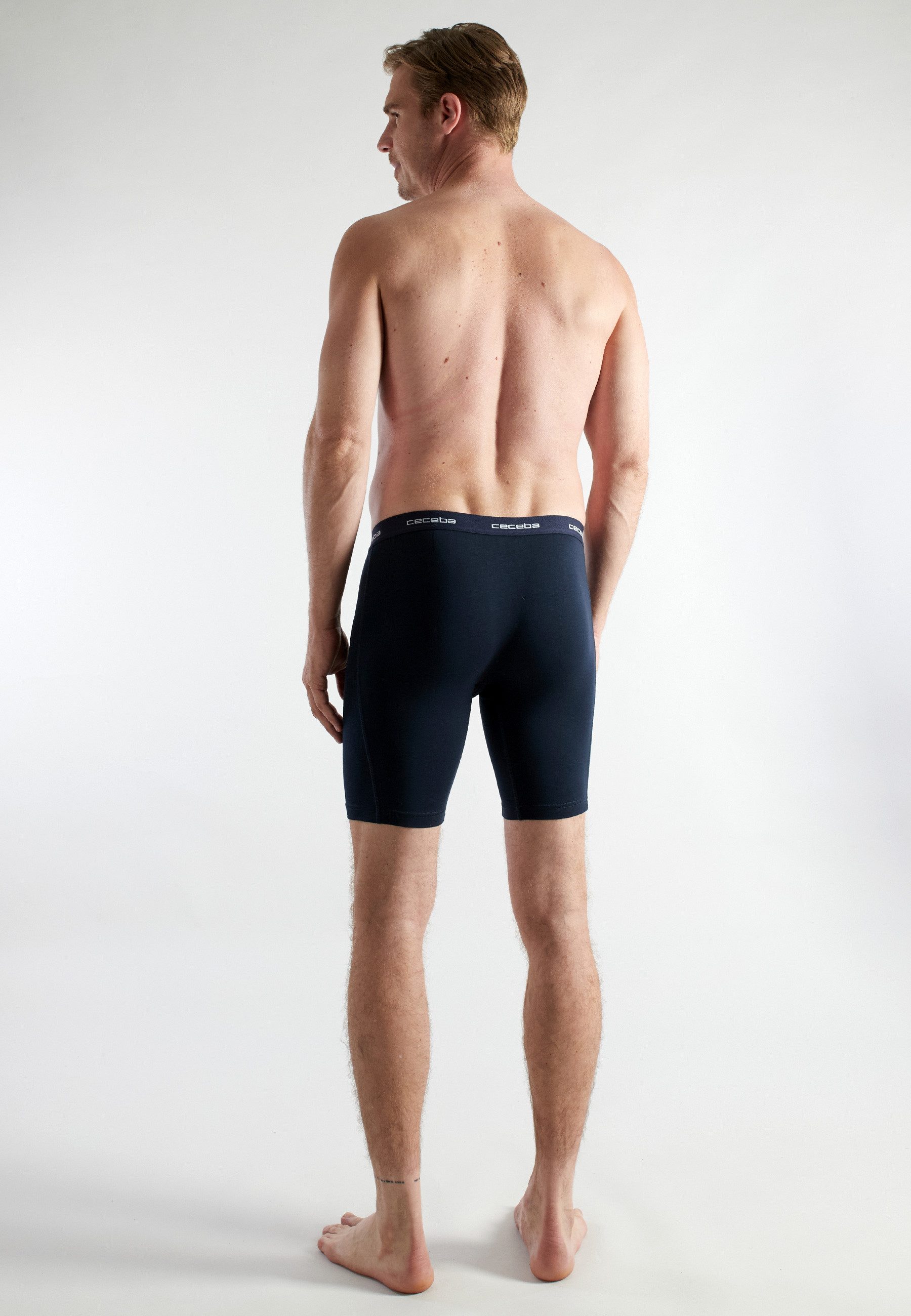 CECEBA Langer Boxer CECEBA Herren Cyclist blau uni 2er Pack (2-St) – Bild 3 von 4