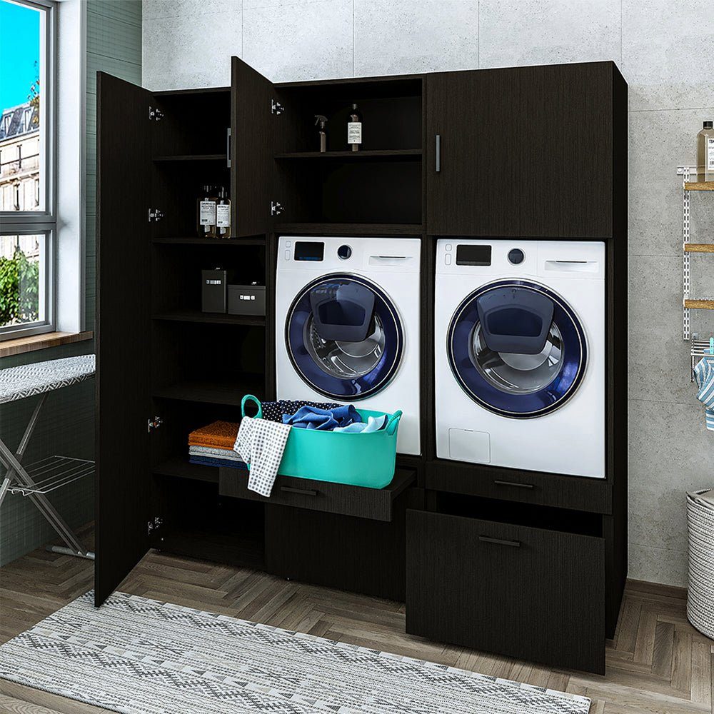 | Schwarz Waschmaschinenumbauschrank schwarz und (Waschmaschinenüberbauschrank Waschmaschine für Trockner eiche Roomart Badschrank)