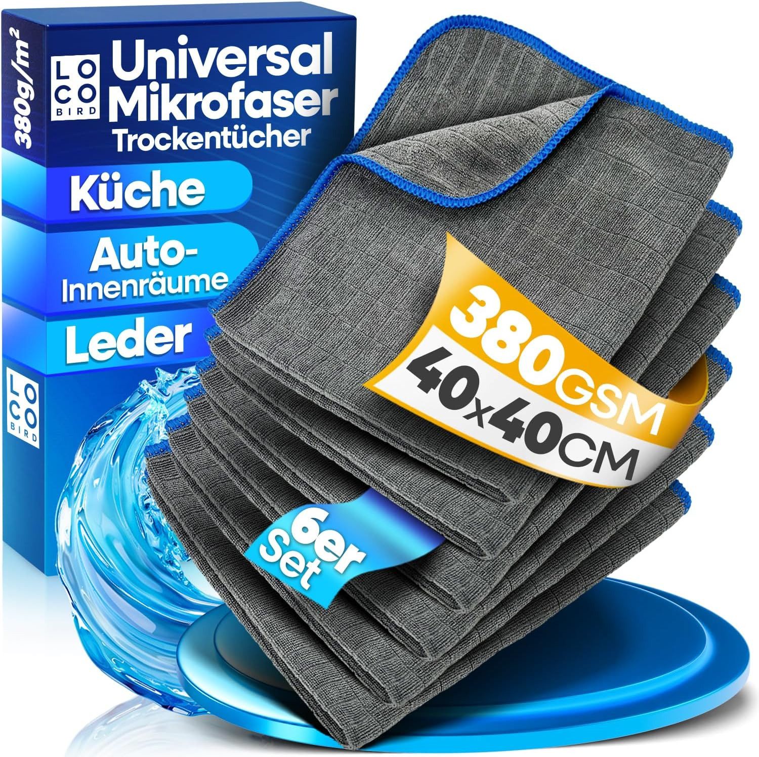 Microfasertücher in 380GSM - Auto & Haushalt fusselfreier Putztuch Bad Mikrofasertuch