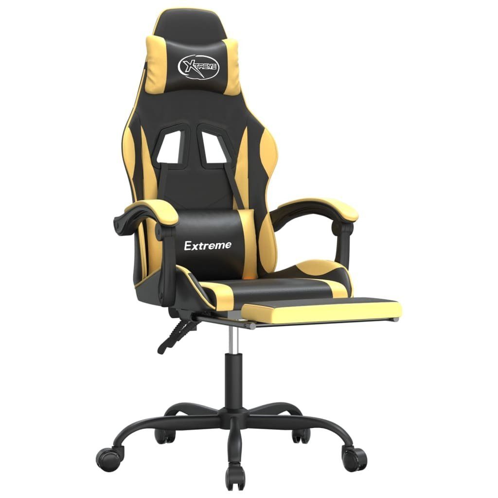 und Gaming-Stuhl (1 mit Kunstleder St) Fußstütze Golden Schwarz furnicato