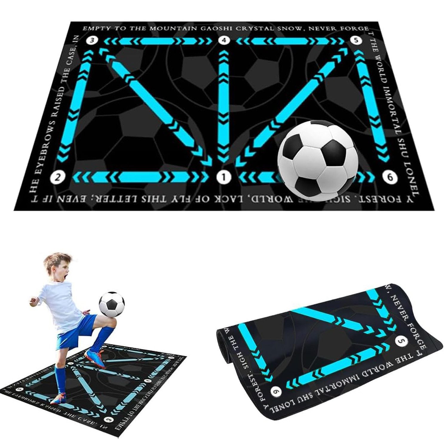 OKWISH Bodenmatte Fußballmatte Fussballmatte Training 60x90 cm Trainingsmatte (Rutschfeste Stoßdämpfende Fussball Trainingszubehör, 1-St., Dribbling Push-Pull-Training und Techniktraining), Kinder Erwachsene Ballkontrollmatte für Zuhause Koordination Fitness