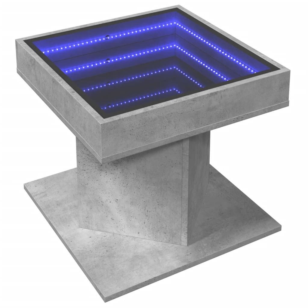 Couchtisch LED-Couchtisch Betongrau 50x50x45 cm Holzwerkstoff