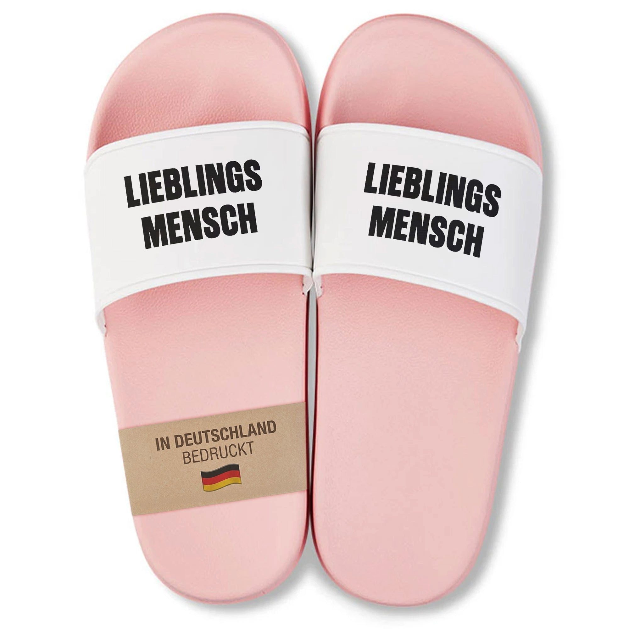 22Feels Geschenk Lieblingsmensch Badelatschen Pink Damen Frauen Geburtstag Badepantolette IN DEUTSCHLAND BEDRUCKT