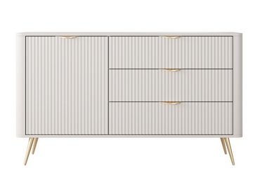 Compleo Kommode mit drei Schubladen und Drehtür, Metallfüße BELLO, Modern Wohnzimmer