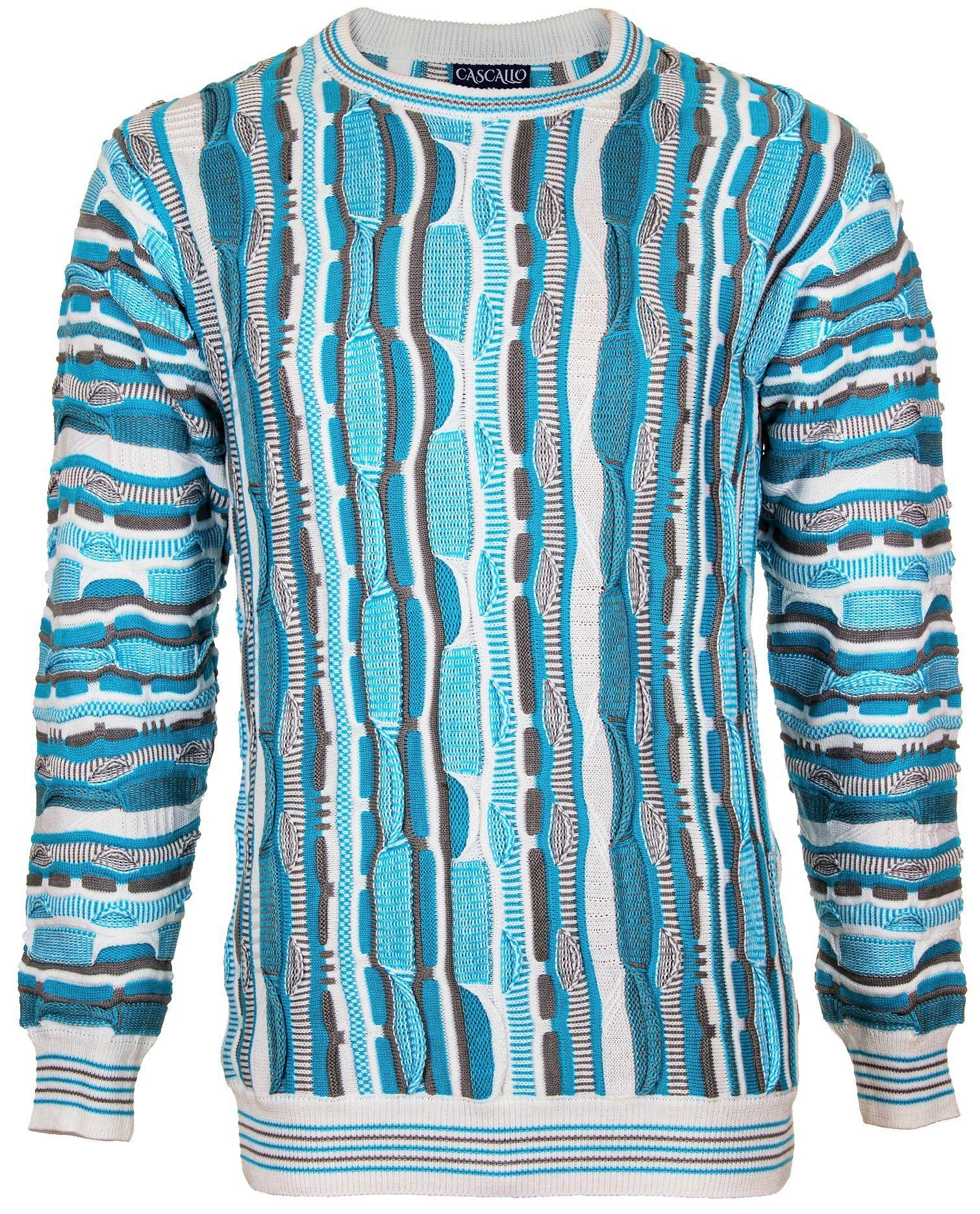 Cascallo Вязаные свитера Marco - Gestrickter Luxus Designer Rundhals-Pullover Regular Fit (1-tlg) 3d Optik