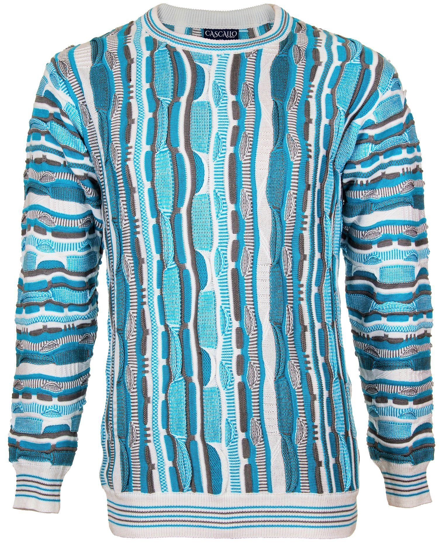 Cascallo В'язані светри Marco - Gestrickter Luxus Designer Rundhals-Pullover Regular Fit (1-tlg) 3d Optik