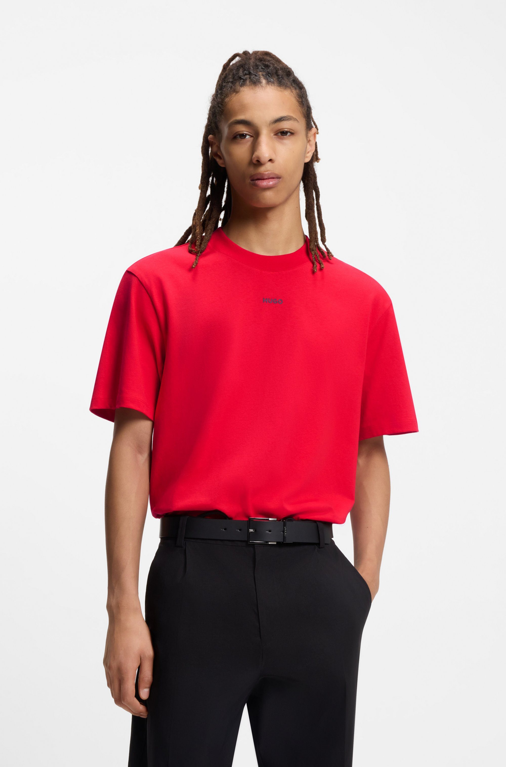 HUGO T-Shirt Rundhalsausschnitt, Relaxed Fit, Logo-Print