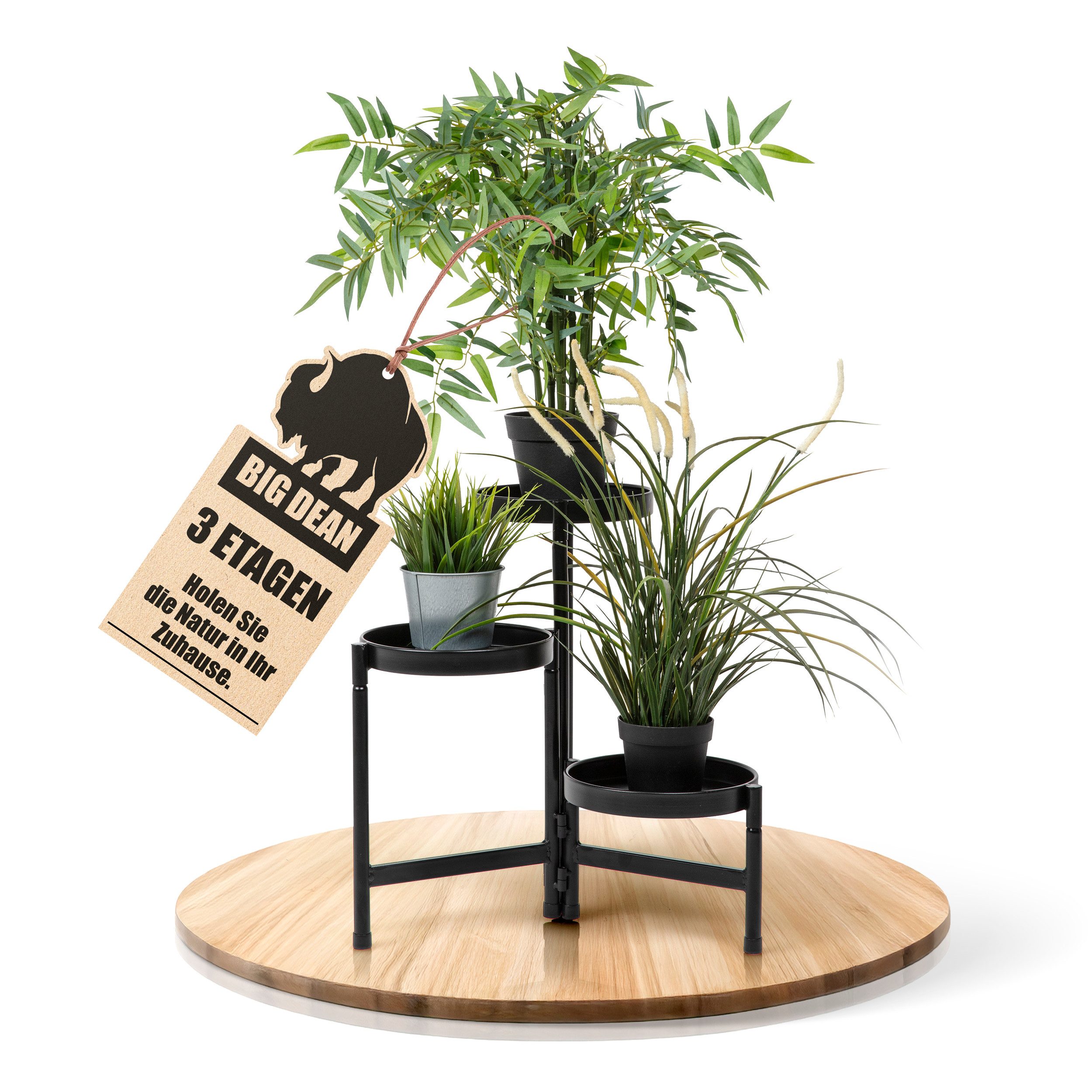 BigDean Blumenständer 3 Etagen Pflanzenständer klappbarer robuster Pflanzenständer Metall (Eine Blumentreppe, 3 St., Etagen), Pulverbeschichtet für Langlebigkeit