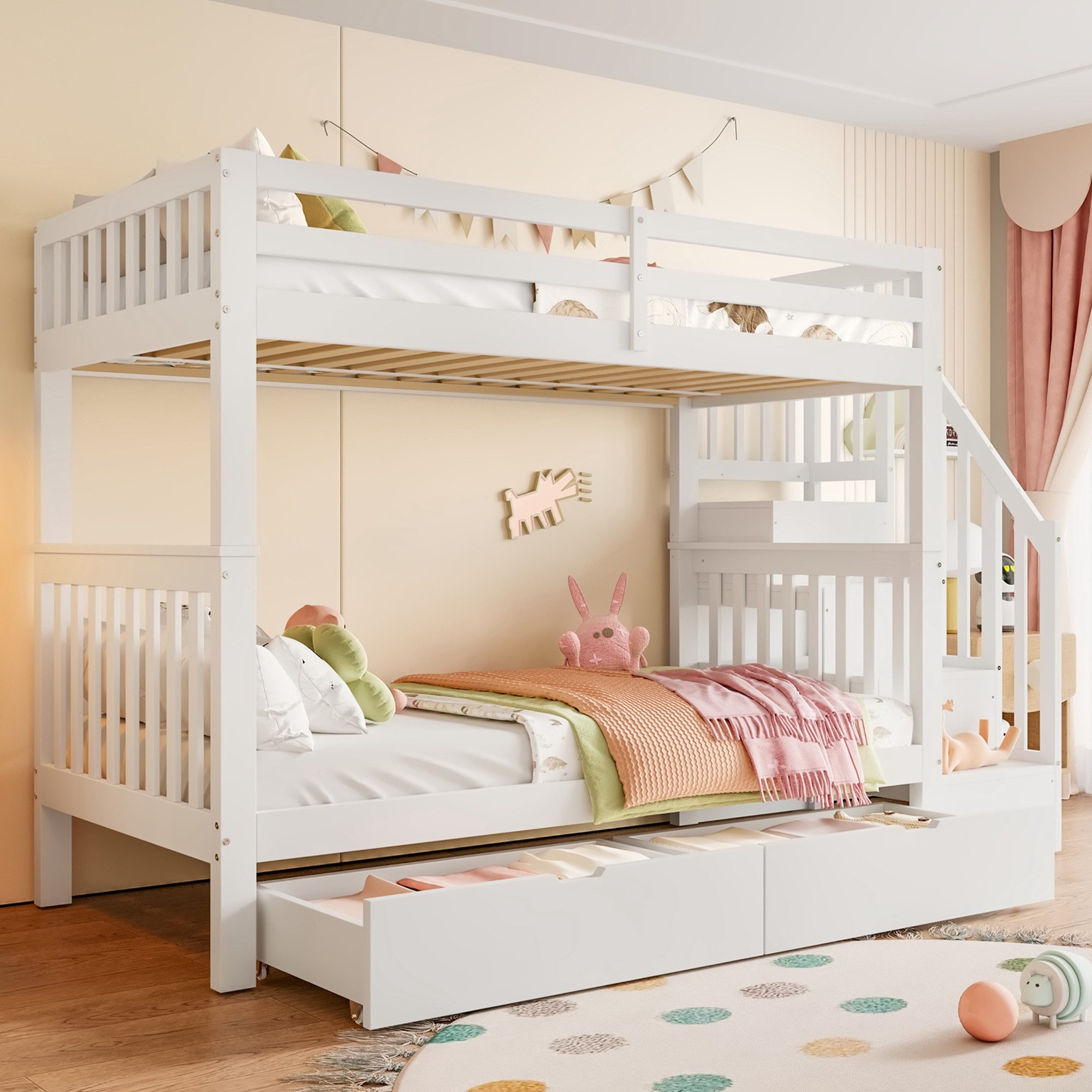 SOFTWEARY Etagenbett mit 2 Liegeflächen, Lattenrost günstig online kaufen