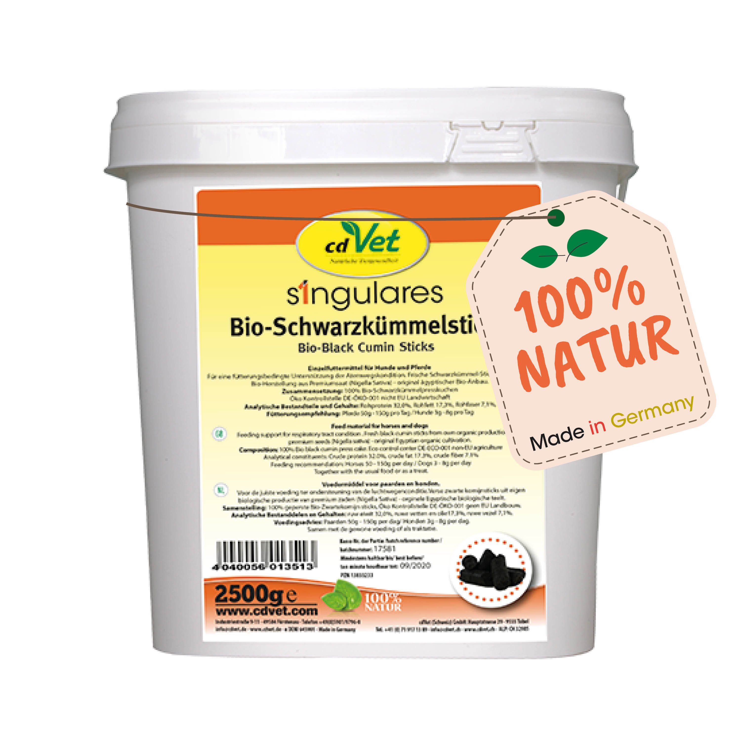 cdVet Singulares Bio-Schwarzkümmelsticks, Snack für: Pferde, Hunde, hoher Restölgehalt aufgrund besonderen Kaltpressverfahren
