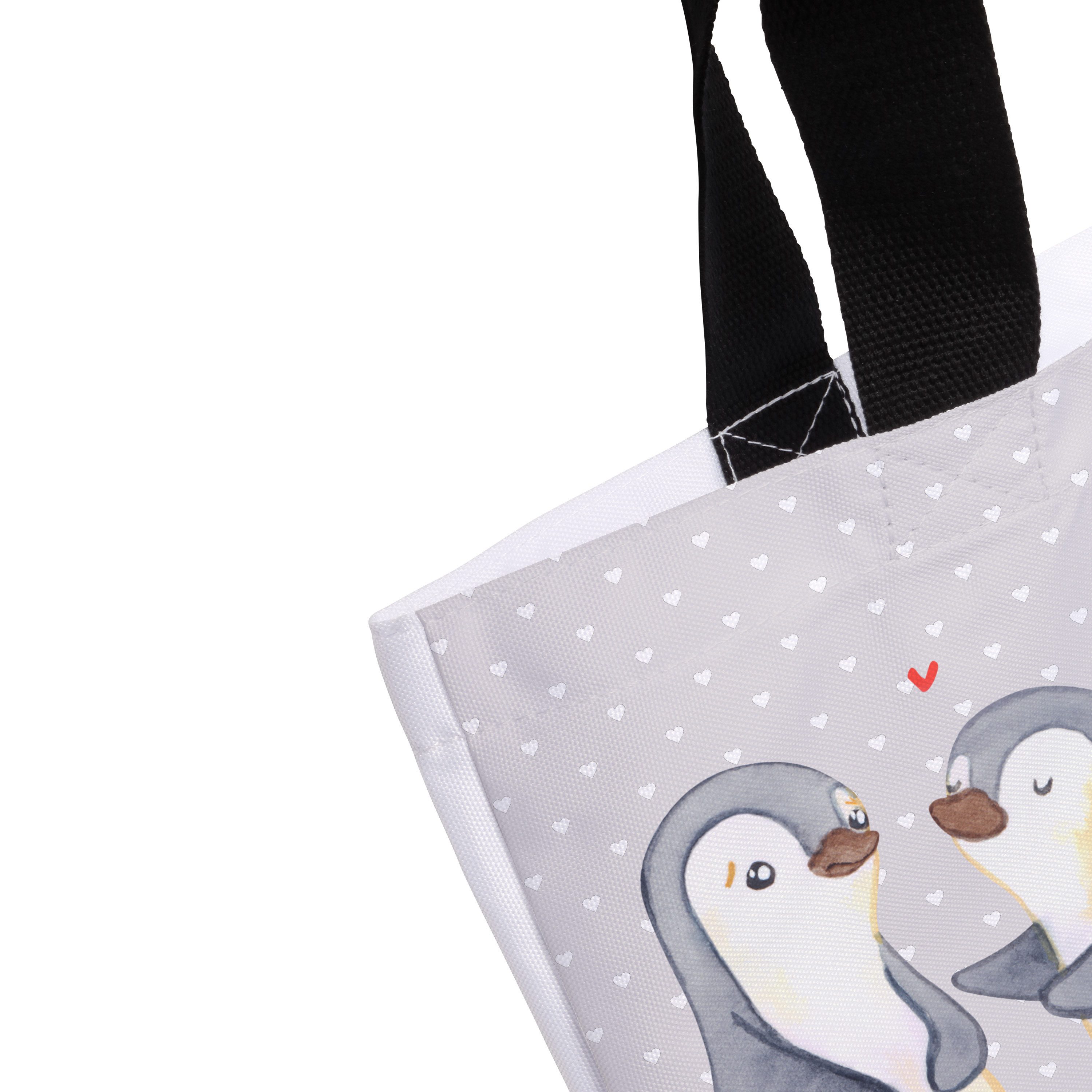 Mr. & Mrs. Panda Shopper Pinguine trösten, Schultasche, Grau Pastell, Hochzeitstag, Tasche, Tr (Packung), City-Shopper Tragetasche Geschenk für Freundin