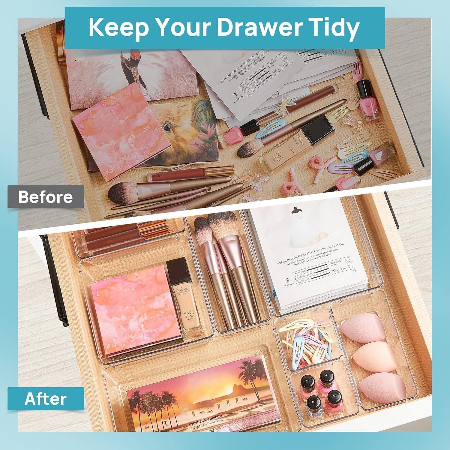 Vtopmart Schubladeneinsatz Schubladen Ordnungssystem 37 Stücke Klar Kunststoff Organizer Make-up