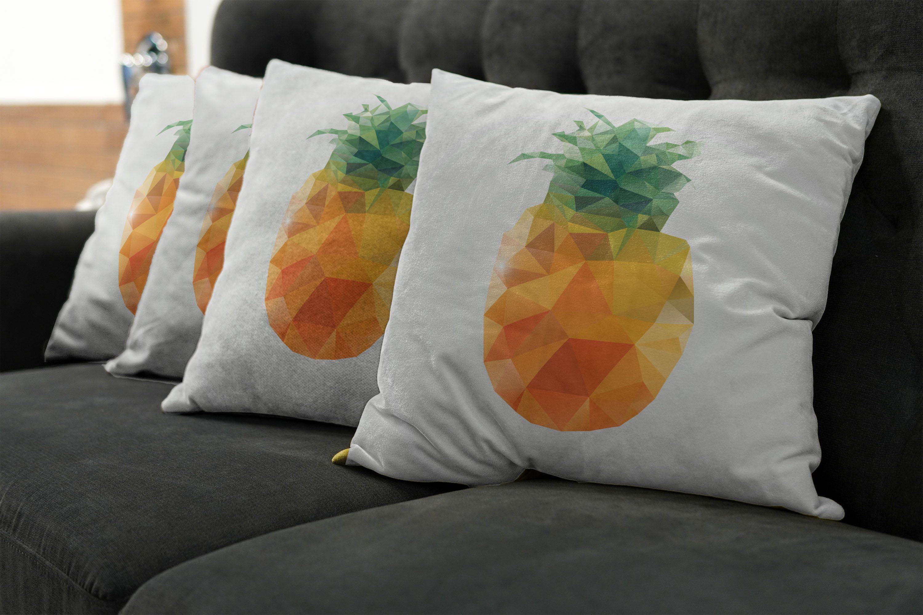 grün Doppelseitiger Accent Ananas Modern Abakuhaus Stück), Kissenbezüge orange (4 Angular Digitaldruck,