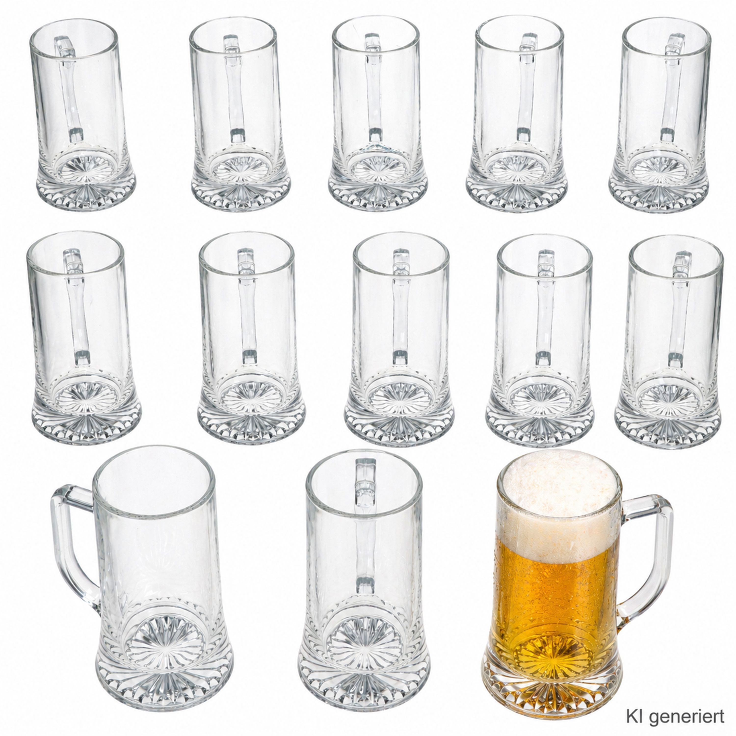 MamboCat Bierglas 12x Akki Bierkrug 0,4L mit Sternboden & Henkel Bierseidel 400ml Glas, Glas
